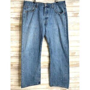 Levis 501 Mens Original Fit Button Fly Jeans W38 L30 Blue Denim